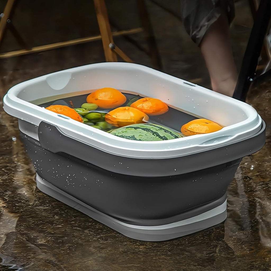 Collapsible Picnic Basket 16L, Folding Basket for Picnic with Lid Table, Waterproof Large Picnic Basket with Handles