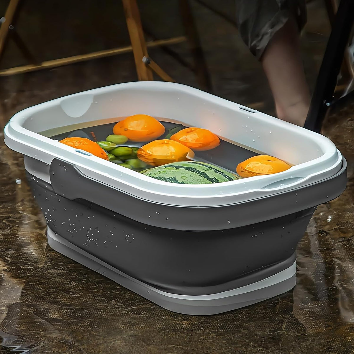 Collapsible Picnic Basket 16L, Folding Basket for Picnic with Lid Table, Waterproof Large Picnic Basket with Handles