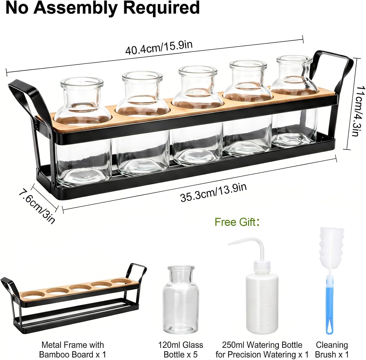 Salzesfalls Propagation Stations with Metal Stand, Tabletop Plant Terrarium | Plant Propagation Station & Vases,Table