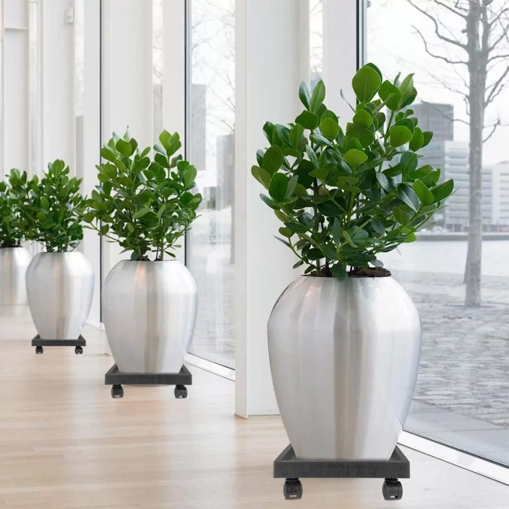 JOIKIT 2 Pack 11.8 Inch Square Plant Caddy with Wheels,Charcoal Gray | Heavy Duty Rolling Plant Stand, Wheeled Planter