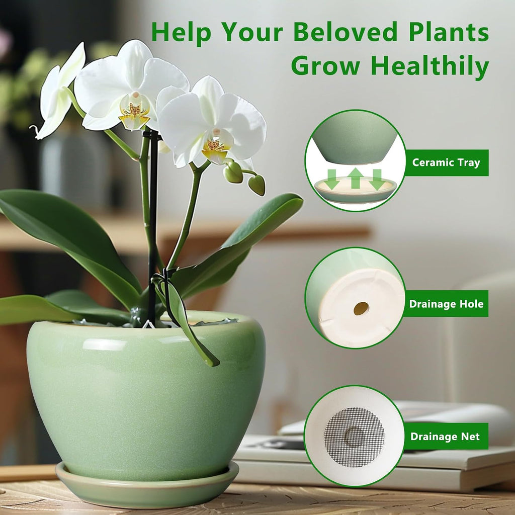 Ceramicfor Ceramic Planter Pot - 10 Inch Plant Pot for Indoor Plants Decorative Planter with Drainage Hole and Saucer