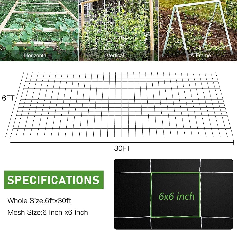 Trellis Netting, CANAGROW Heavy-Duty Garden Plant Trellis Netting for Climbing Plants, Outdoor Indoor Grow Net for