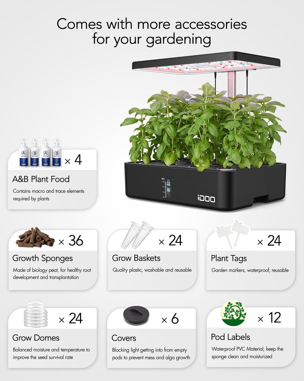 iDOO Hydroponics Growing System Kit 12Pods, Christmas Gifts for Women Mom, Herb Garden Indoor with LED Grow Light for