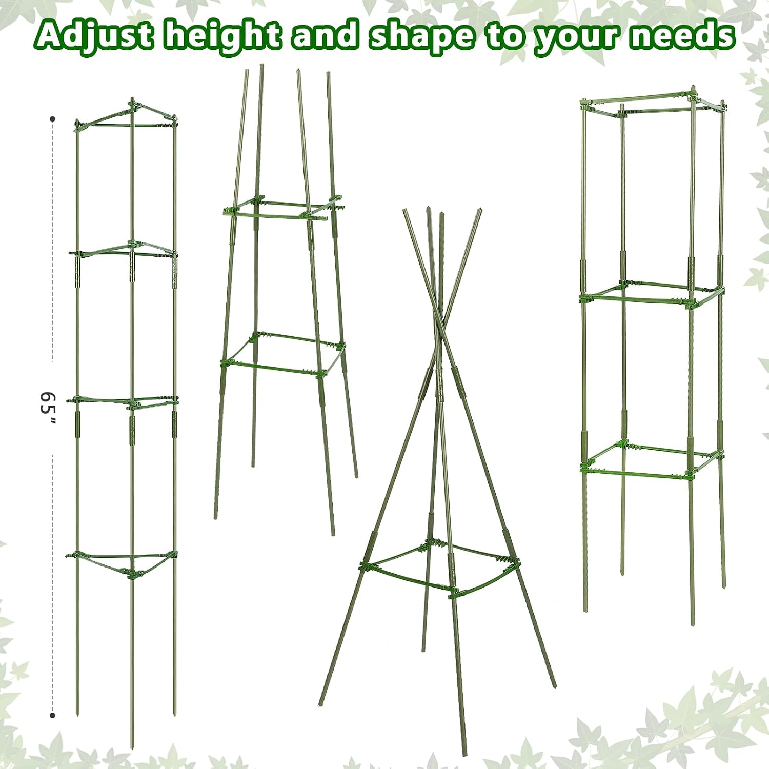 Hicarer 8 Pcs Tomato Cages for Garden up to 65" Plant Support Cage Trellis Assembled Tomato Garden Cage Heavy Duty