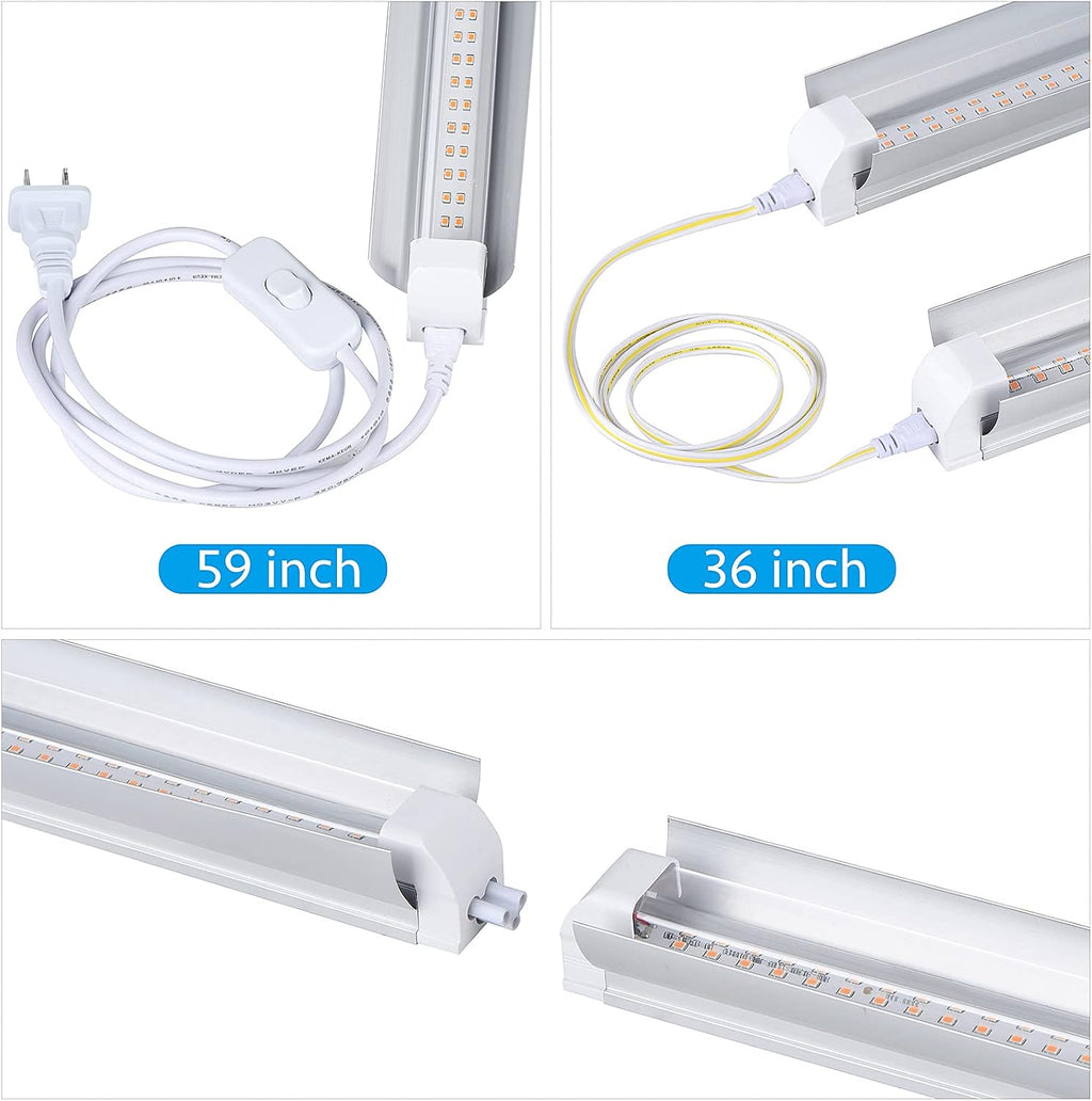 Grow Light, 2ft T8,100W(4 x 25W, 600W Equivalent), Super Bright, Full Spectrum Sunlight Plant Light, LED Grow Light
