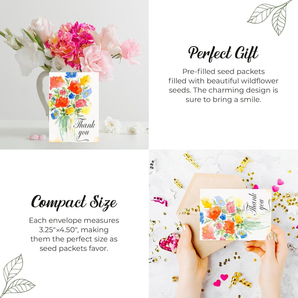 25 Wildflower Seed Packets - Thank You Gifts for Guests - Engagement Party Decorations - Wild Flower Seeds Throw and