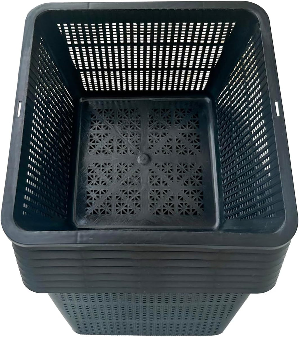 8 Pcs 9 Inch Pond Plant Baskets for Plants Hydroponics Net Pots Water Garden Plant Pots Black Plastic Pond Basket
