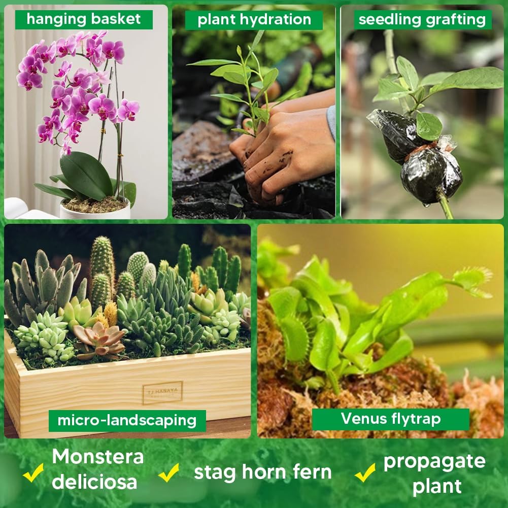 Natural Long Fiber Sphagnum Moss 42QT for Orchid Potting Mix, and Moss Pole for Plants Indoor. Ideal for Propagating