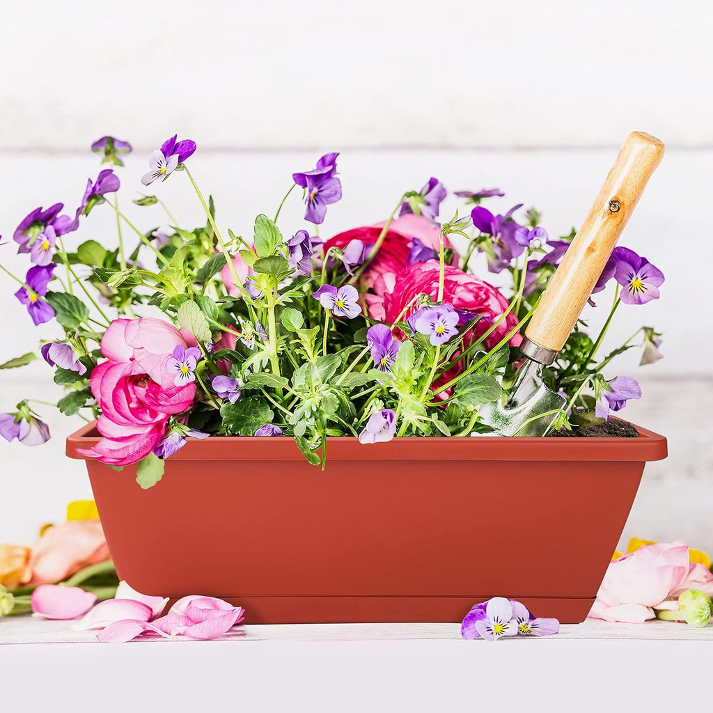 CHUKEMAOYI Window Box Planter, Plastic Vegetable Flower Planters Boxes | 12 Pack 17 Inches Rectangular Flower Pots with