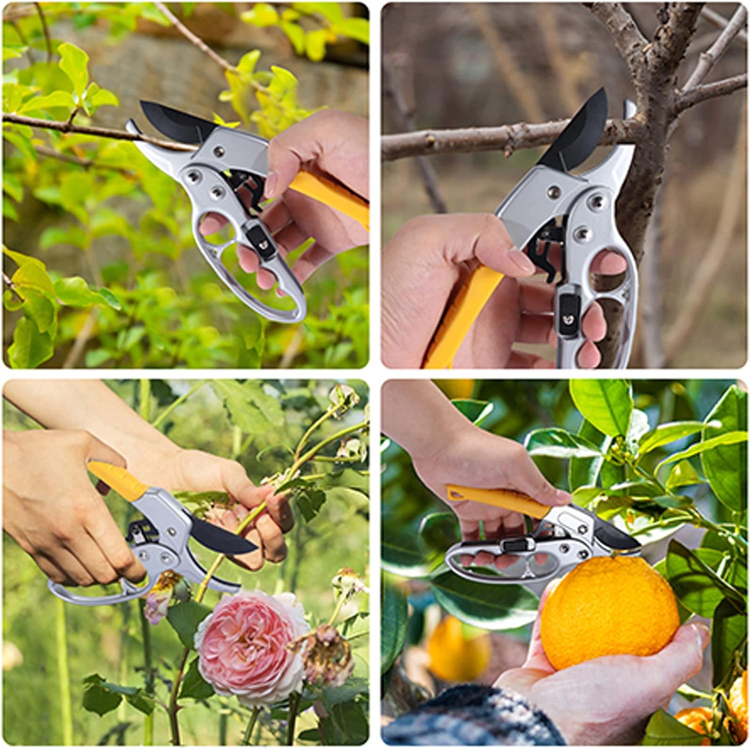 Premium Germany - Steel Pruning Shears, Work 3 Times Easier, Pruners Heady Duty, Sharp Garden Clippers Cuting Florist