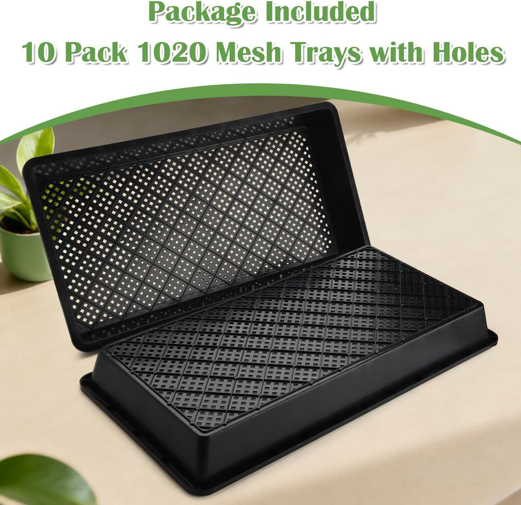 RooTrimmer 10 Pack 1020 Mesh Trays, Extra Strength 1020 Mesh Bottom Trays with Holes, 20'' x 10'', Heavy Duty