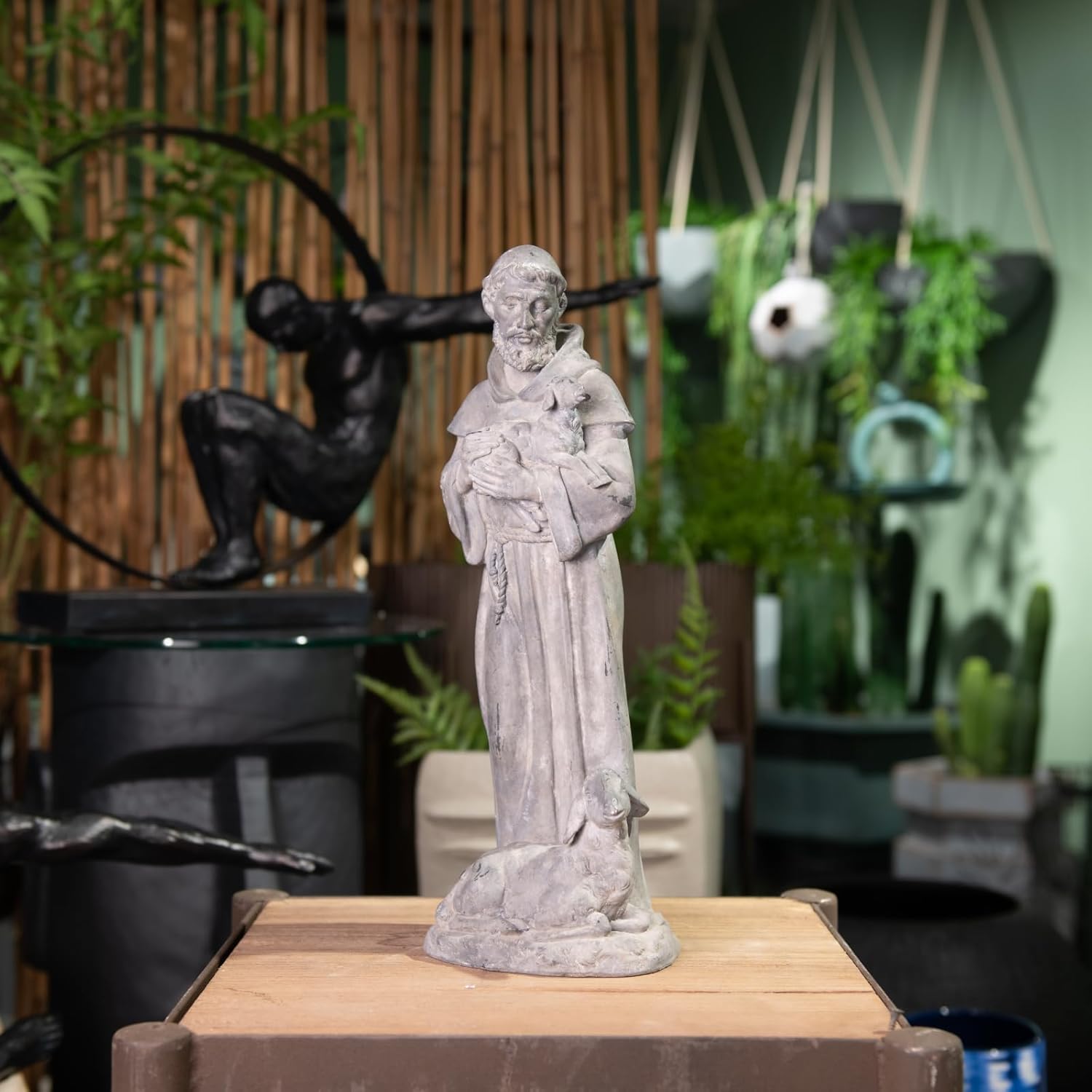 Newman House Studio Vintage St Francis Garden Statue - 15.2 Inch Resin Patron of Animal Figurine Saint Francis