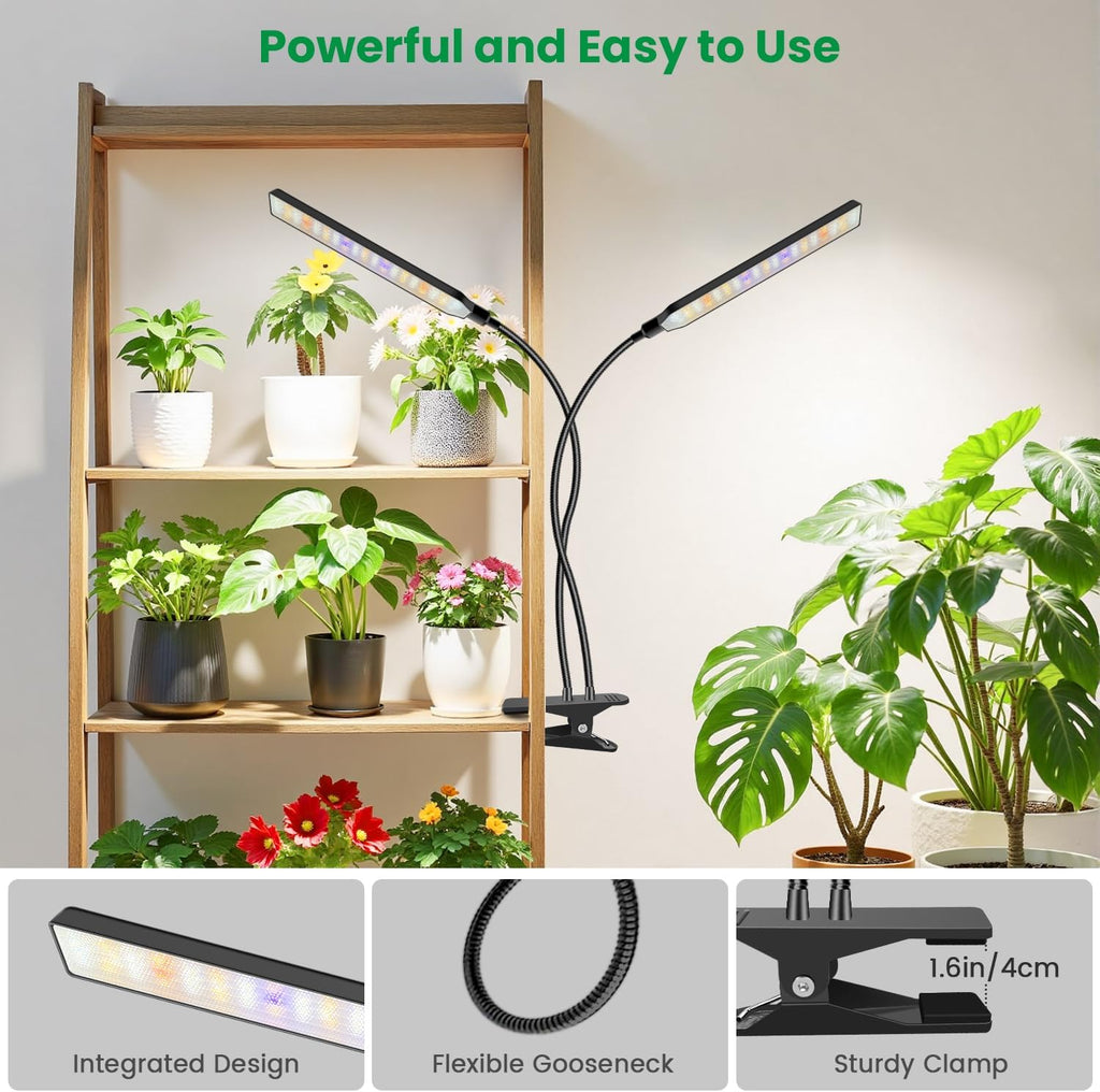 Aumtrly Grow Light Clip on, 2 Pack Black, 228 LED Full Spectrum Plant Lamp | for Seed Starting and Indoor Plants