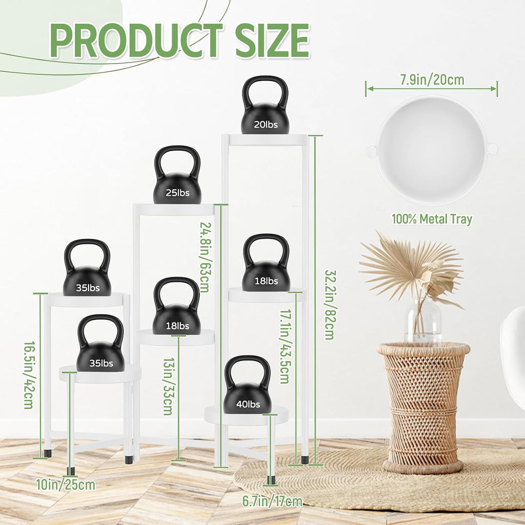 iDavosic.ly Plant Stand Indoor Outdoor, 7 Tier Metal Corner Shelf, White | Tiered Flower Display Holder, Folding Multi