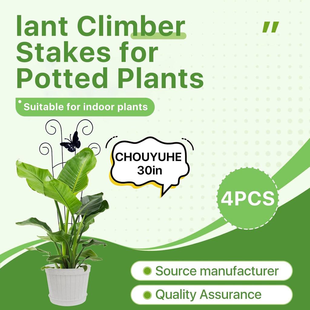 4 Pack 30 Inch Taller Plant Trellis for Potted Climbing Plants Indoor, Expandable Metal Garden Trellis for Climbing