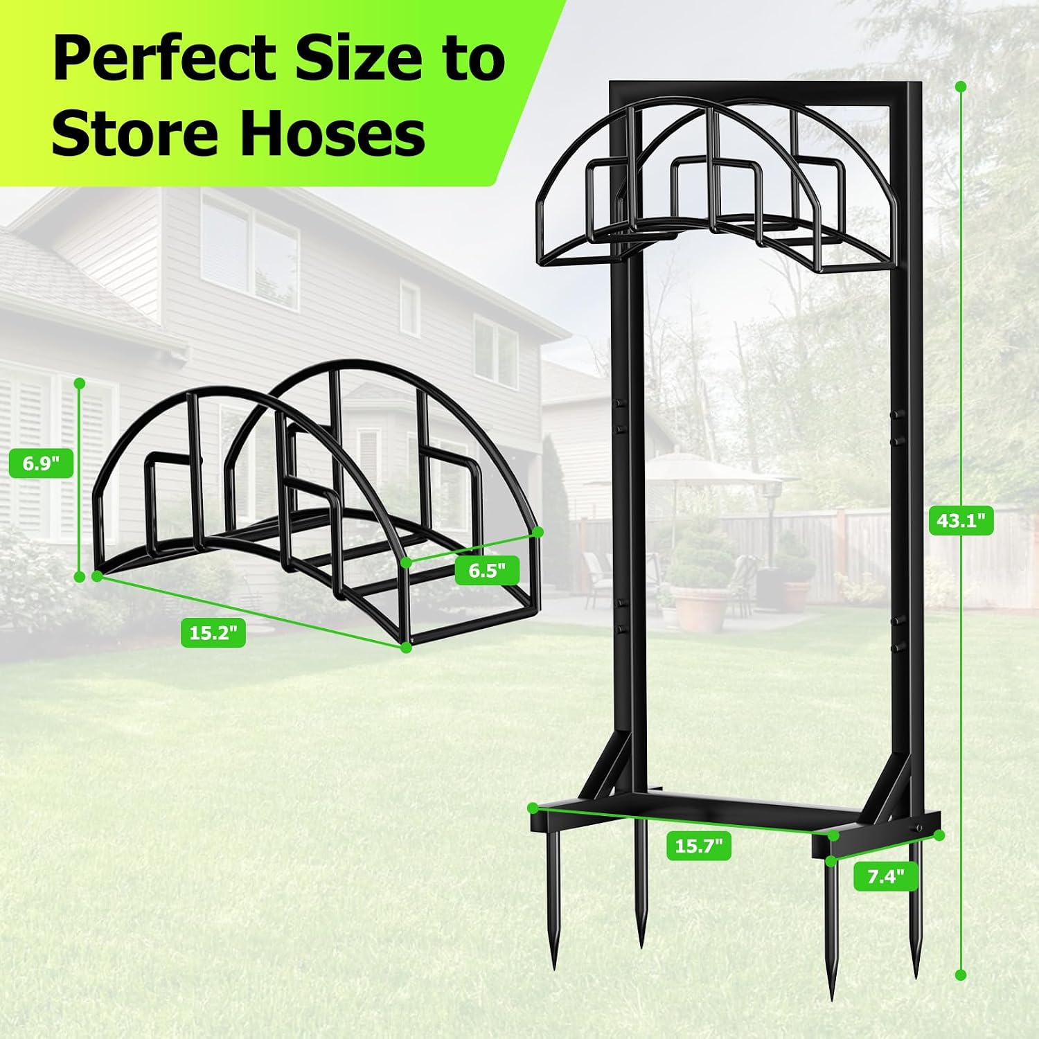 Garden Water Hose Holder for Outside | Detachable, Heavy Duty, Freestanding Hanger Stand, Hold Up to 150FT, Metal stand