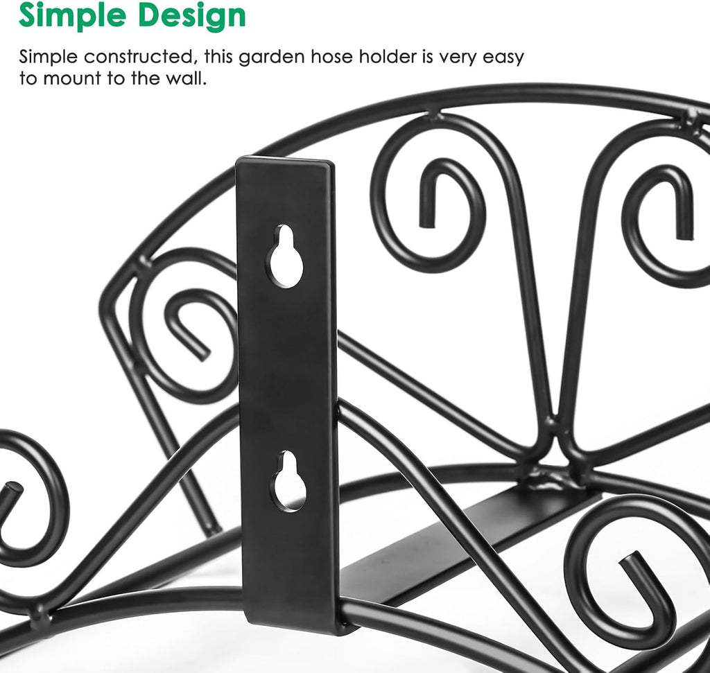 TomCare Garden Hose Holder, Heavy Duty 150 ft Capacity Hose Hanger | 7 mm Solid Metal Rod, One-Piece Welded Decorative