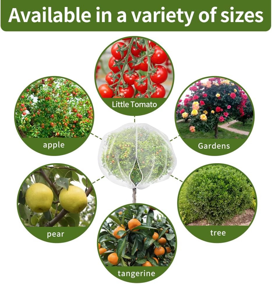 2Pcs 10X10ft Fruit Tree Netting Covers for Birds and Squirrels –Bird Nets for Fruit Trees with Zipper and Drawstring