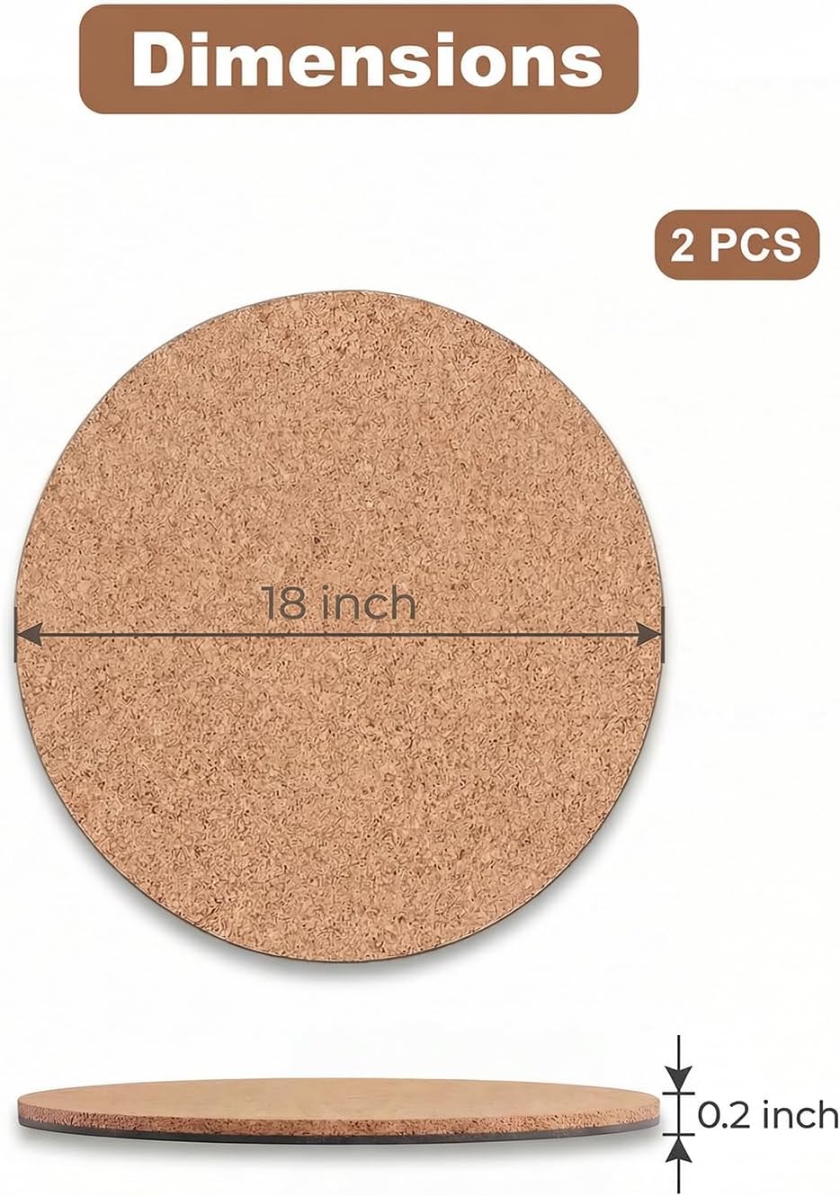 Cork Plant Coasters & Saucers – Absorbent Round Mats for Indoor Flower Pots, Planters, Houseplants, Surface Protector