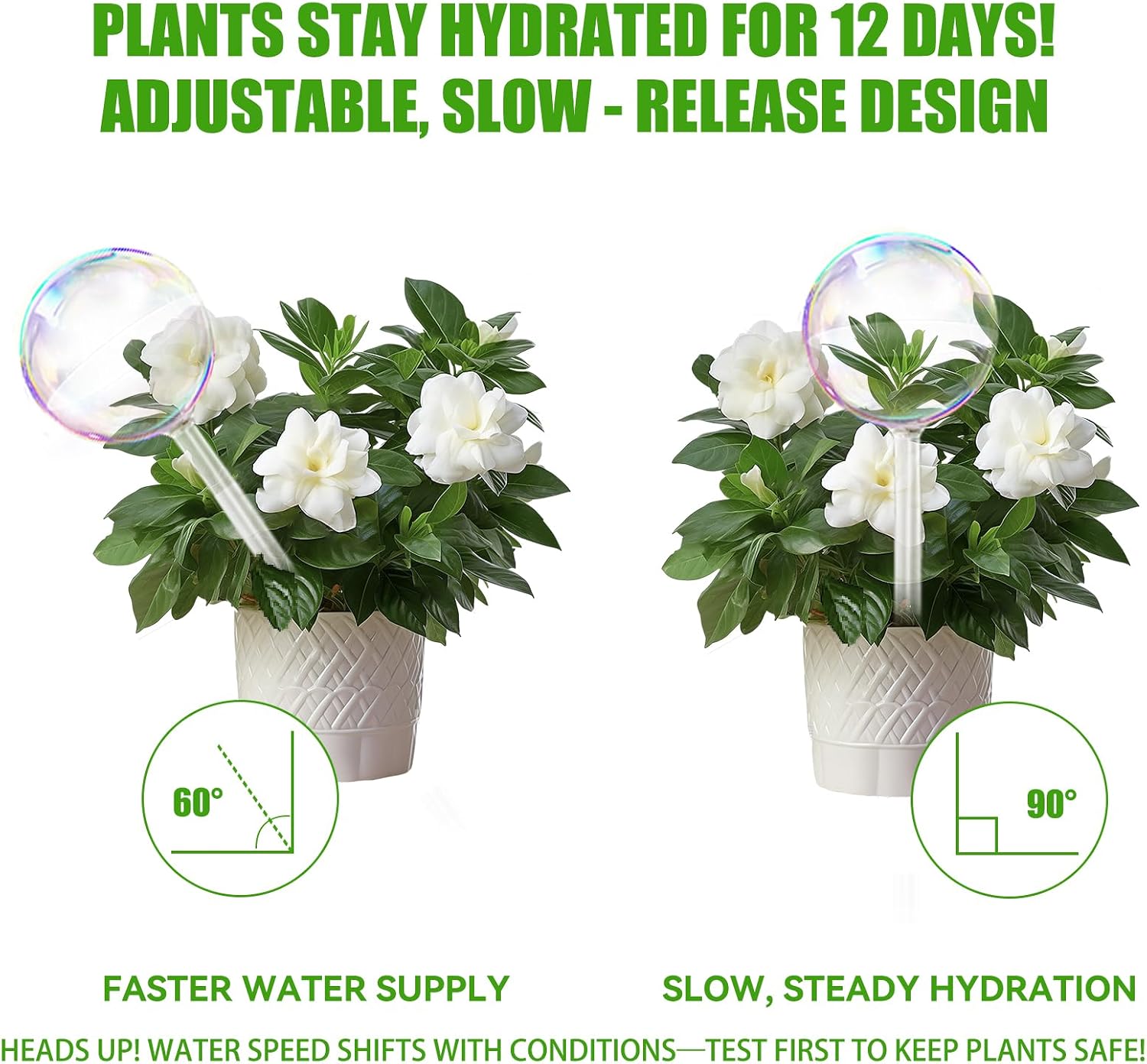 4PC Iridescent Self Watering Globes, Large Glass Rainbow Plant Watering Globes, Self Watering Planter Insert for Indoor