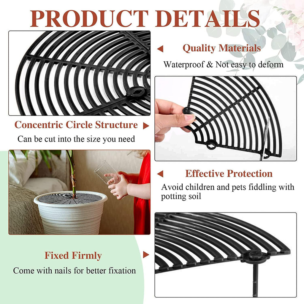 Z metnal Plant Pot Grid 20.8", 3 Pcs Cuttable Grid Flower Pot Cover, Plastic Grid Plant Pot Cover, Black, Flower