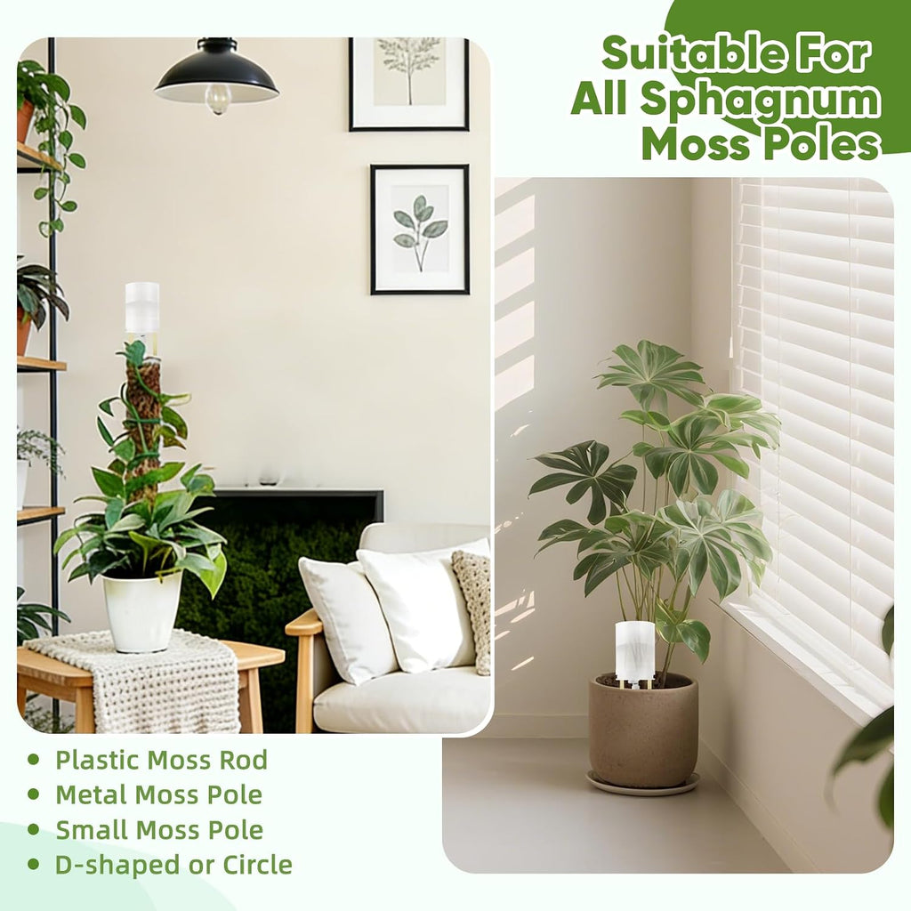 6 Pack Adjustable Moss Pole Watering Dripper,Self Watering Planter Insert with Flow Control, Automatic Watering Planter