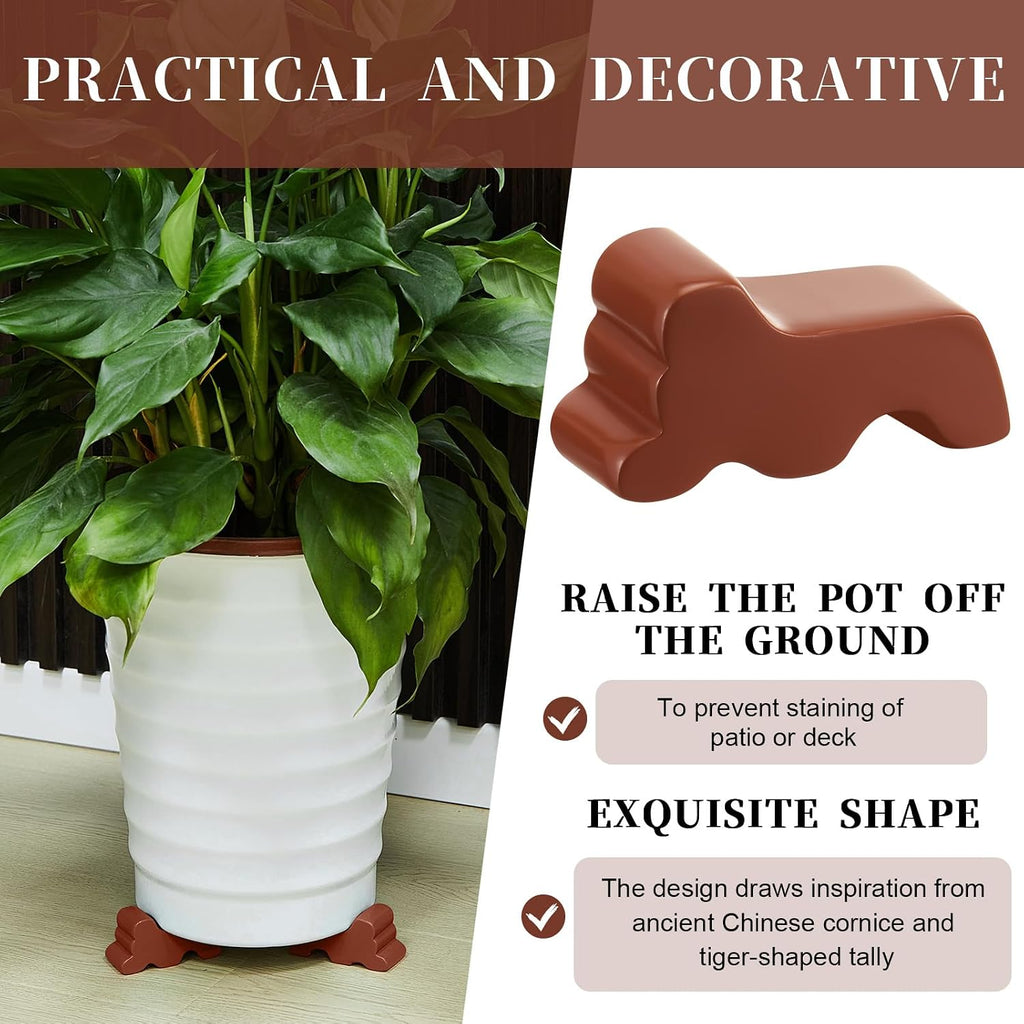 Kigeli 12 Pcs Resin Pot Feet for Outdoor Planters 3 Inch Long 1.5 Inch Tall Flower Handmade Elevator Plant Feet Frost