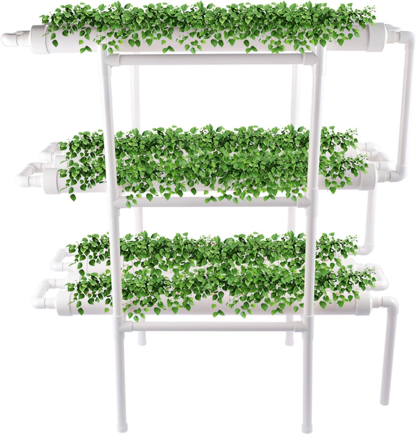 Hydroponic Grow Kit, 3 Layer 108 Plant Sites 12 Food-Grade PVC-U Pipes Hydroponics Planting System with Water Pump