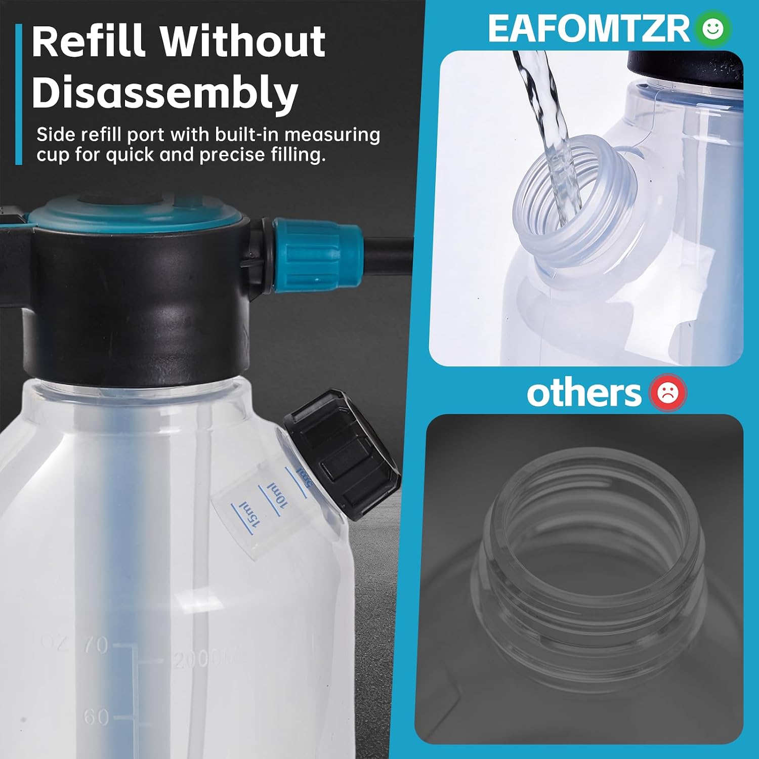 70oz Sprayer Bottle, 0.5gal Pump Sprayer for Flowers, Potted Plant, Handheld Water Bottle with Easy Refill Side Port
