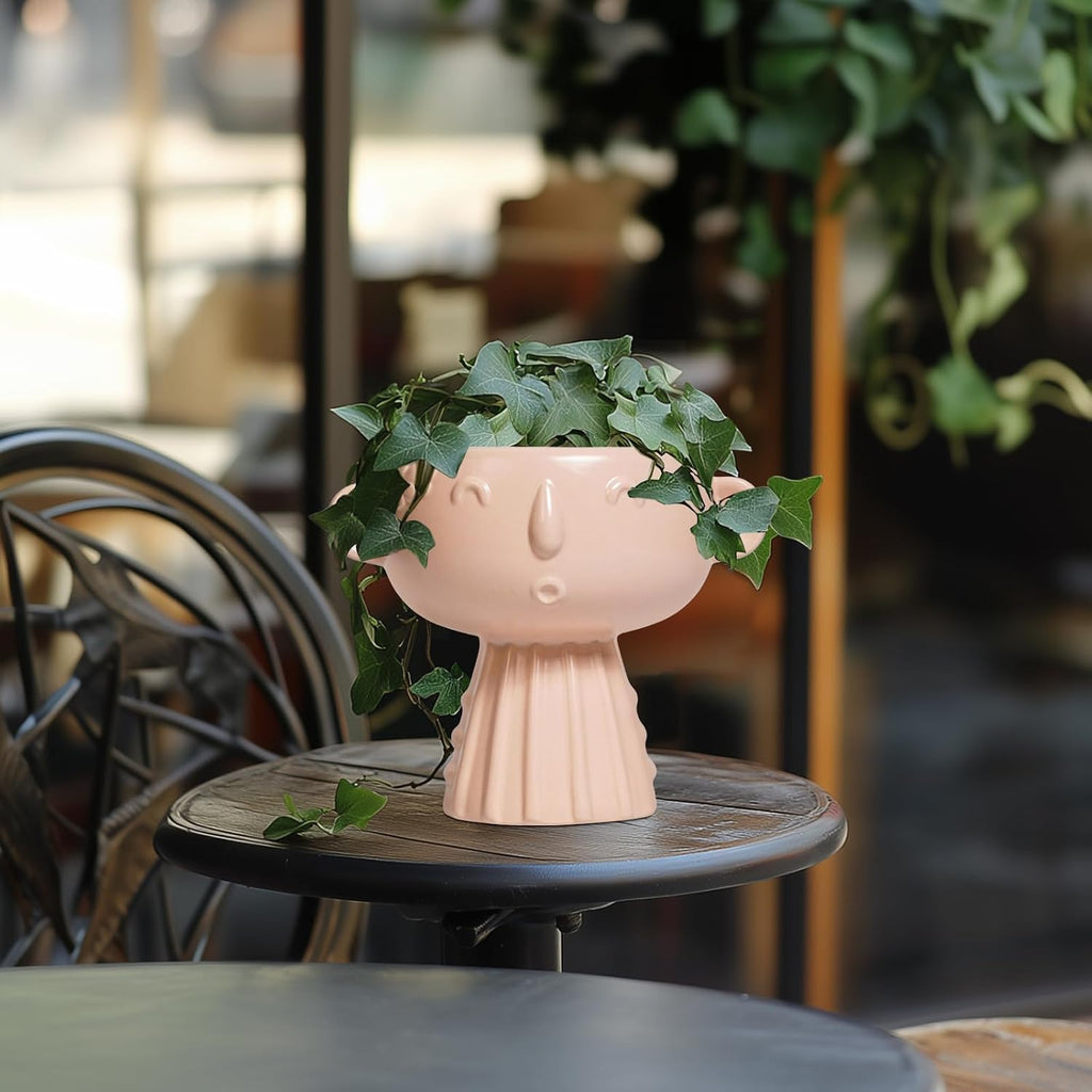 Face Flower Pots - 7 Inch Ceramic Pots for Plants Indoor Outdoor, Decorative Head Planter, Small Cute Succulent