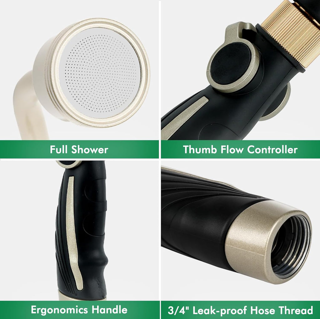 RESTMO Long Watering Wand, 24 Inches Gentle Soft Full Shower Sprayer Wand | Thumb Flow Control, Heavy Duty Metal Hose