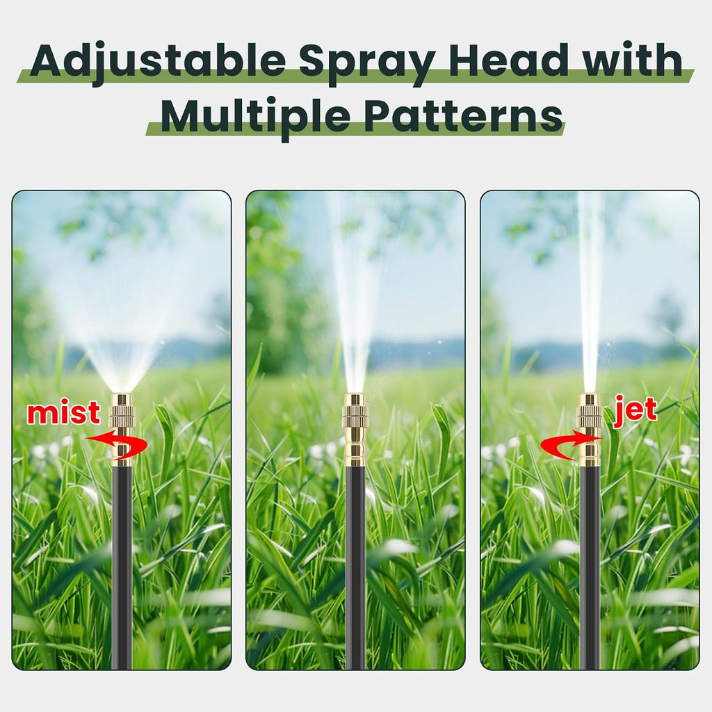 100Ft Drip Irrigation System,1/4" 360°Bendable Fast-Lock Tubing with24pcs Adjustable Misting Copper Nozzles, Automatic