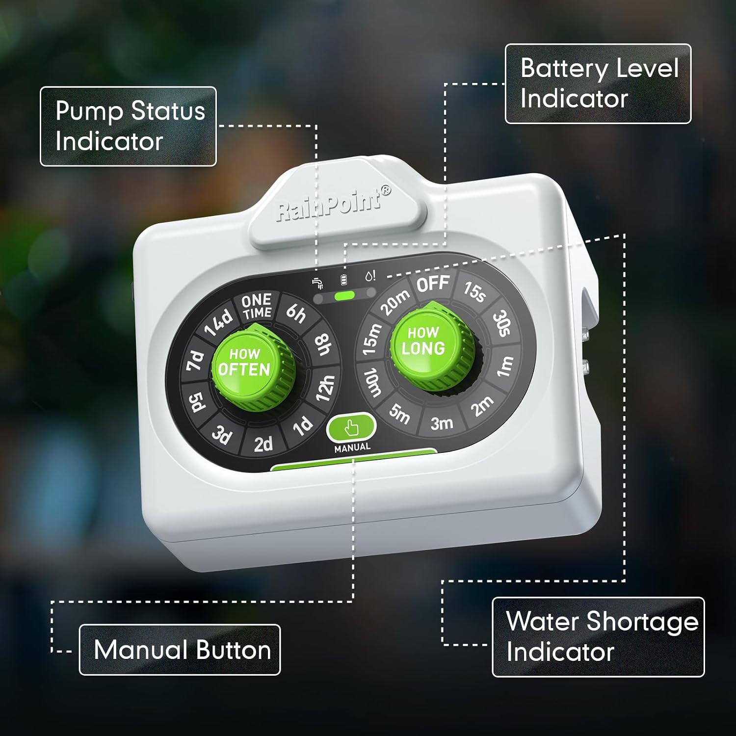 RAINPOINT Easy-Setup Automatic Plant Waterer Indoor for Pot Plant Adjustable Water Output,Battery Powered Outdoor IP54