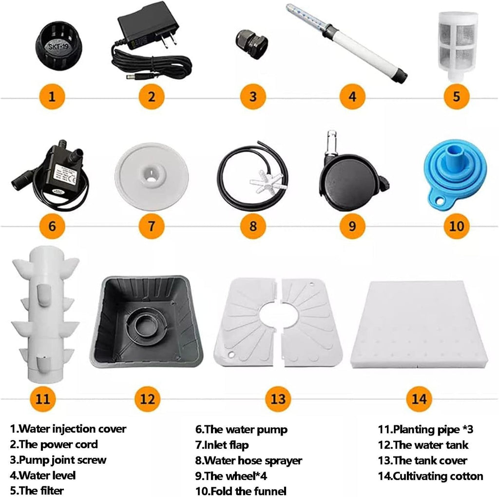 Hydroponic Grow Kit, Hydroponics Vertical Growing System, 15 Floors 45 Holes Aquaponics Growing System Kit, Aeroponic