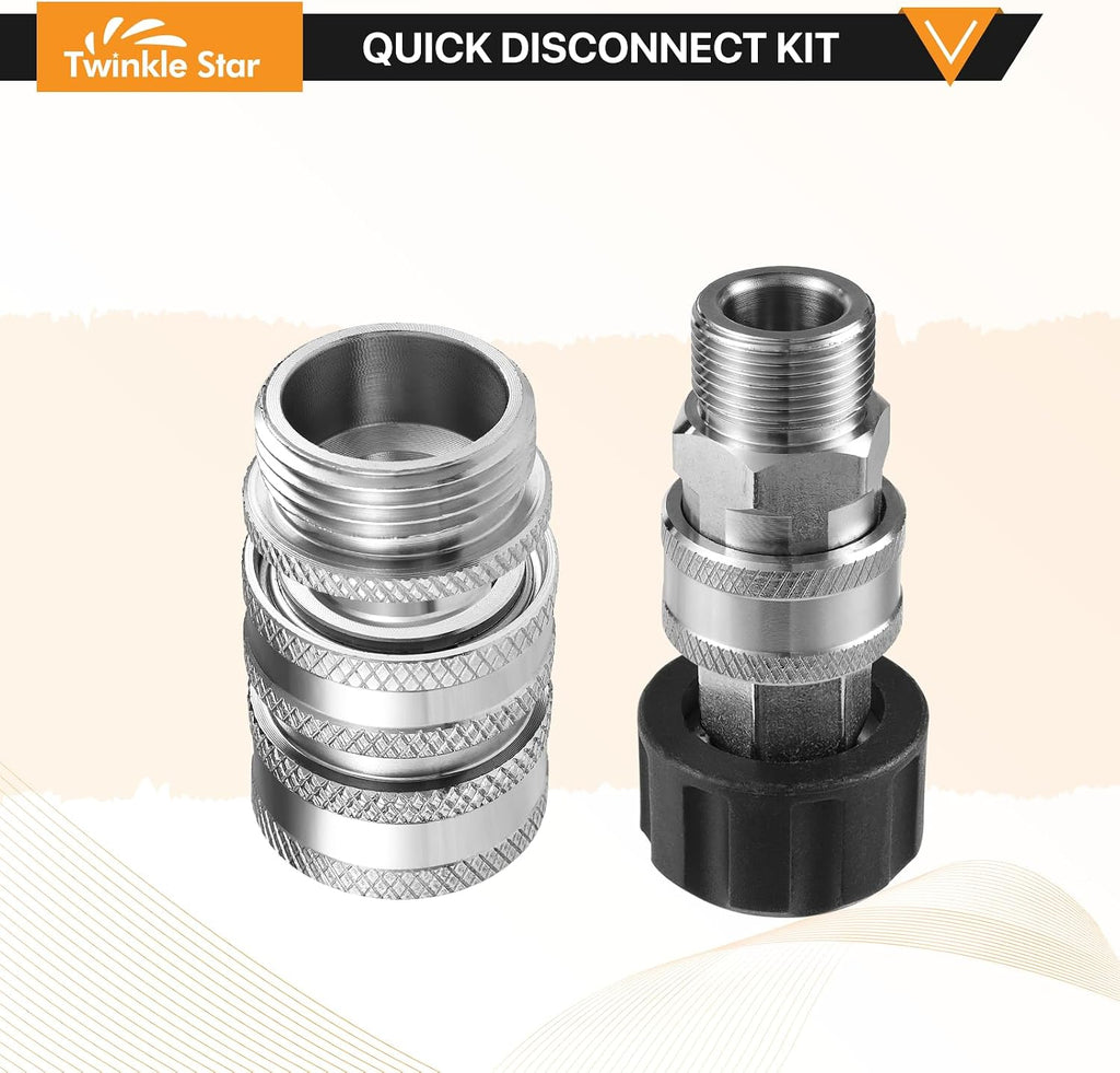 Twinkle Star Pressure Washer Adapter Set, Stainless Steel, 8 Sets | Quick Disconnect Kit, M22 14mm Quick Connect Swivel