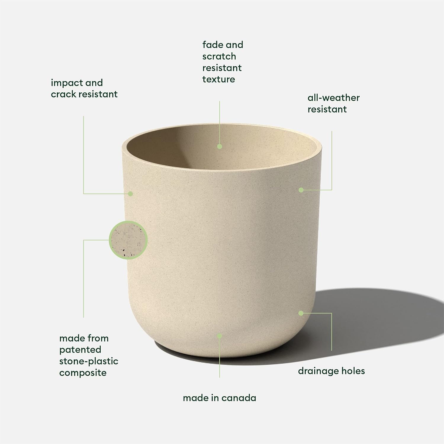 Veradek Round Lima Plastic Planter Pots for Indoor/Outdoor Garden Use, Sand Color, 5 Year Warranty | Made From a