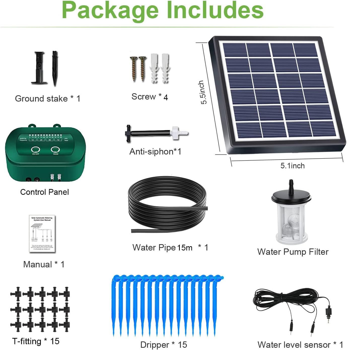 Lewisia 2W Solar Automatic Drip Irrigation Kit with Timer Auto Watering System Solar Powered Auto-Irrigation Set for