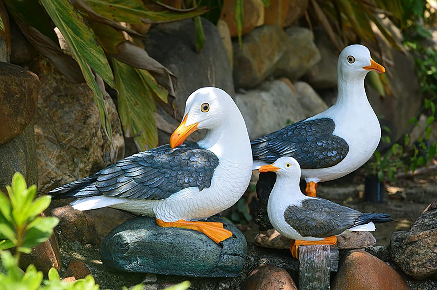 Real Seagull Outdoor Sculpture,Garden Bird Statue,Beach Statue Decor,Resin Animal Seabird Ornaments,Coastal Beach