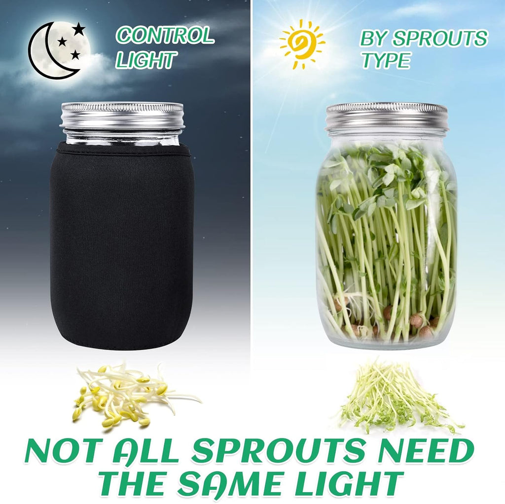 Kikerike Seed Sprouting Jar Kit with 2 Wide Mouth Mason Jars Bean Sprouts Growing Kit Microgreens Growing Jar with Mesh