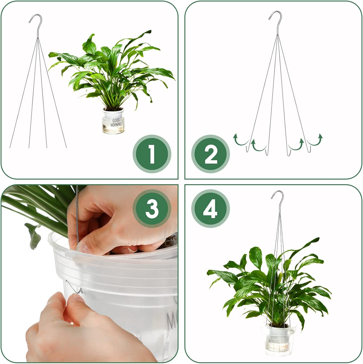 10 Pack 24 Inches Strong Wire Plant Hangers for Hanging Baskets 4 Orchid Hanging Basket Wire Metal Hook Hanger for