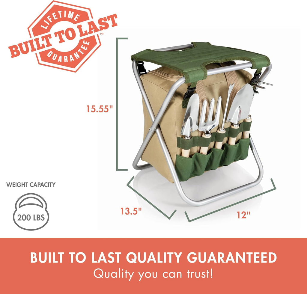 PICNIC TIME Garden Kneeler and Seat, Folding Gardening Bench, Portable Garden Stool and Kneeler with Detachable Tote