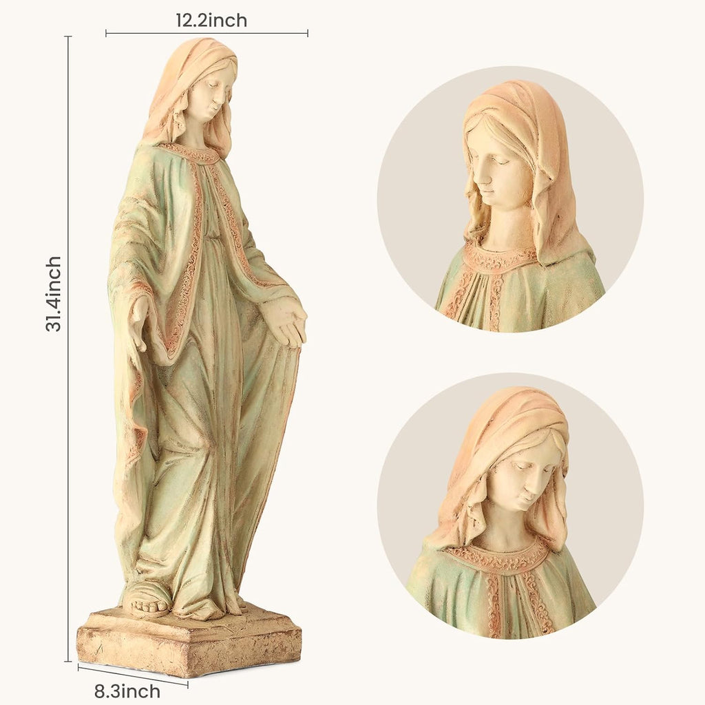 EROMMY Virgin Mary Garden Statue Outdoor 31.5” – Large Praying Holy Madonna Resin Sculpture, Blessed Mother of God