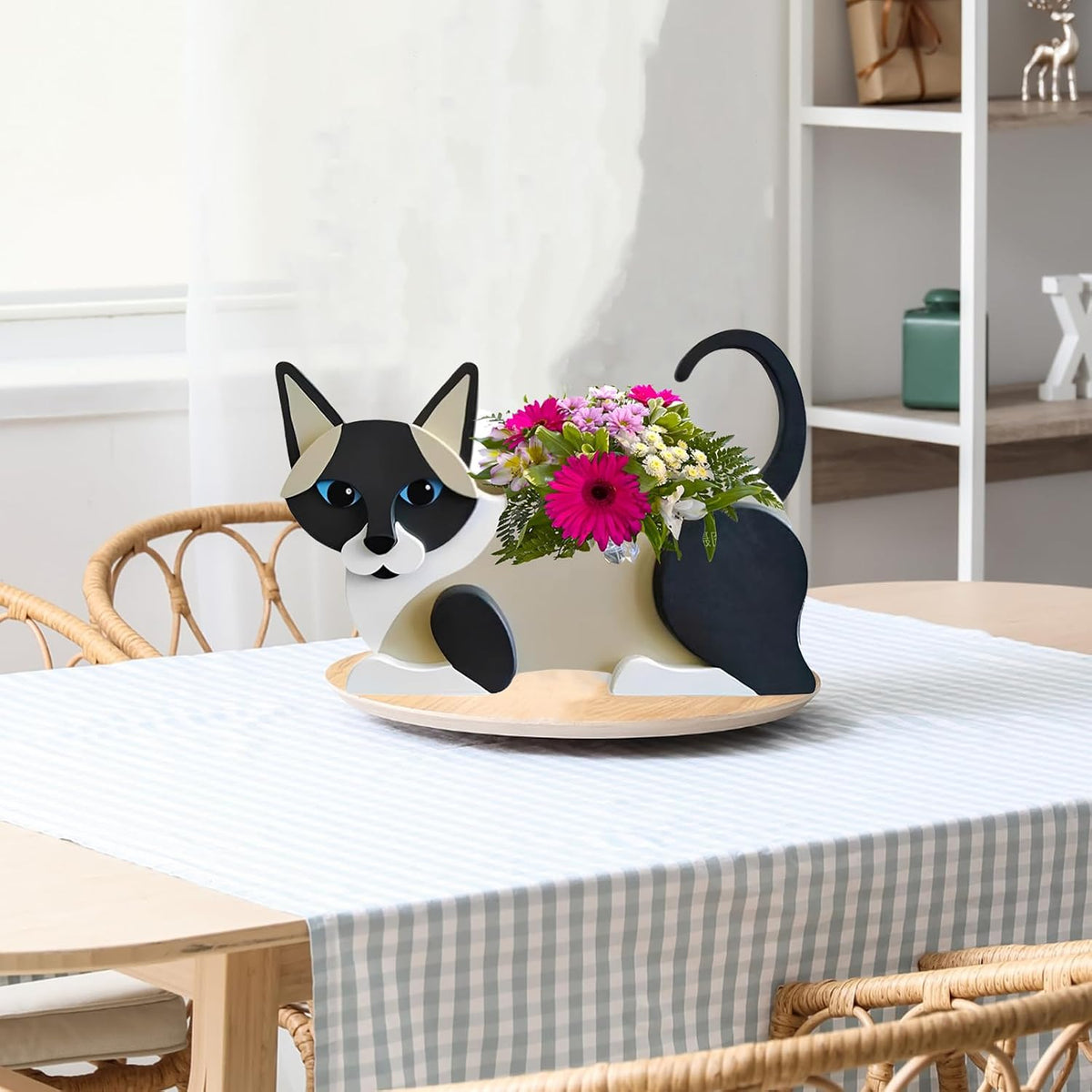 Siamese Cat Planter Pots, Animal Shaped Flower Pot | Cute Plant Gift for Women and Pet Lovers, Indoor Outdoor Garden
