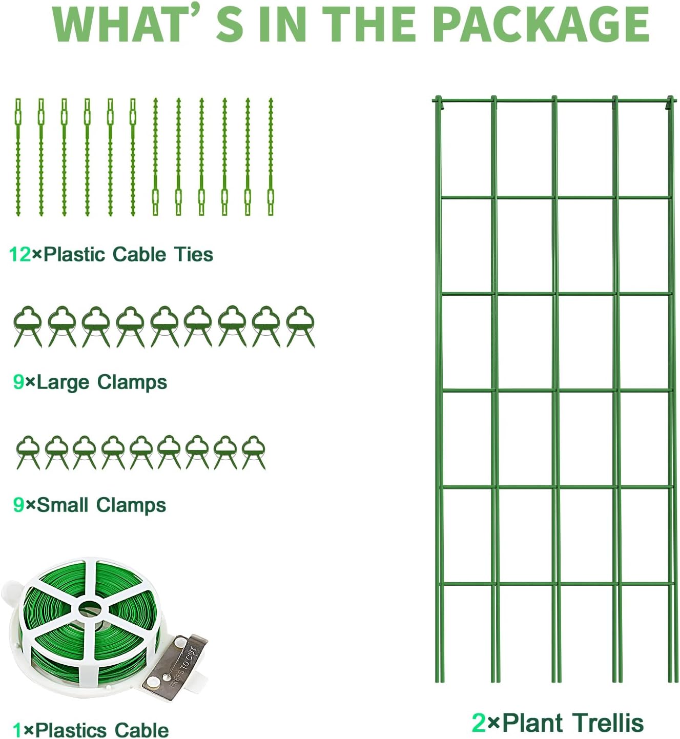 39.4" H Cucumber Trellis, 2 Pack Foldable A Frame Garden Trellis | PVC-Coated Steel Plant Support for Raised Bed