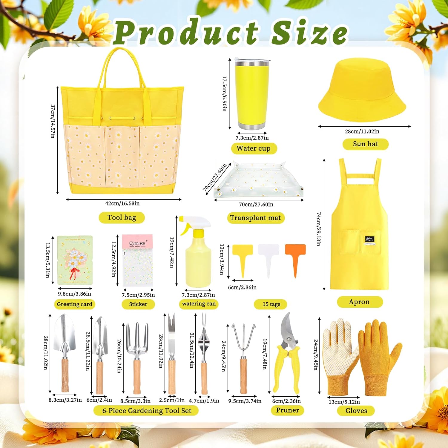 Women Gardening Gifts,19 PCS Daisy Garden Tool Set Kit,Gardening Tools Set | Gardening Gifts for Women Daisy Garden
