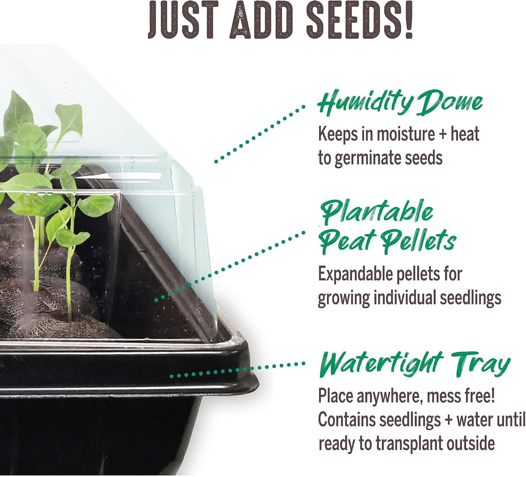 Jiffy Plant Germination Tray Kit - 72 Cell 36mm Peat Pellets, 4 Pack