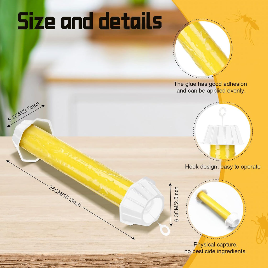 6 Pcs Fly Traps for Indoor Outdoor Hanging Fruit Fly Stick Trap Sticky Mosquito for Home Insect 10 x 2.5 Inches