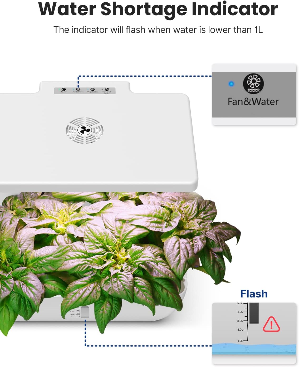 iDOO 12 Pods Hydroponics Growing System with 6.5L Water Tank, Hydro Indoor Herb Garden Up to 14.5", Plant Germination