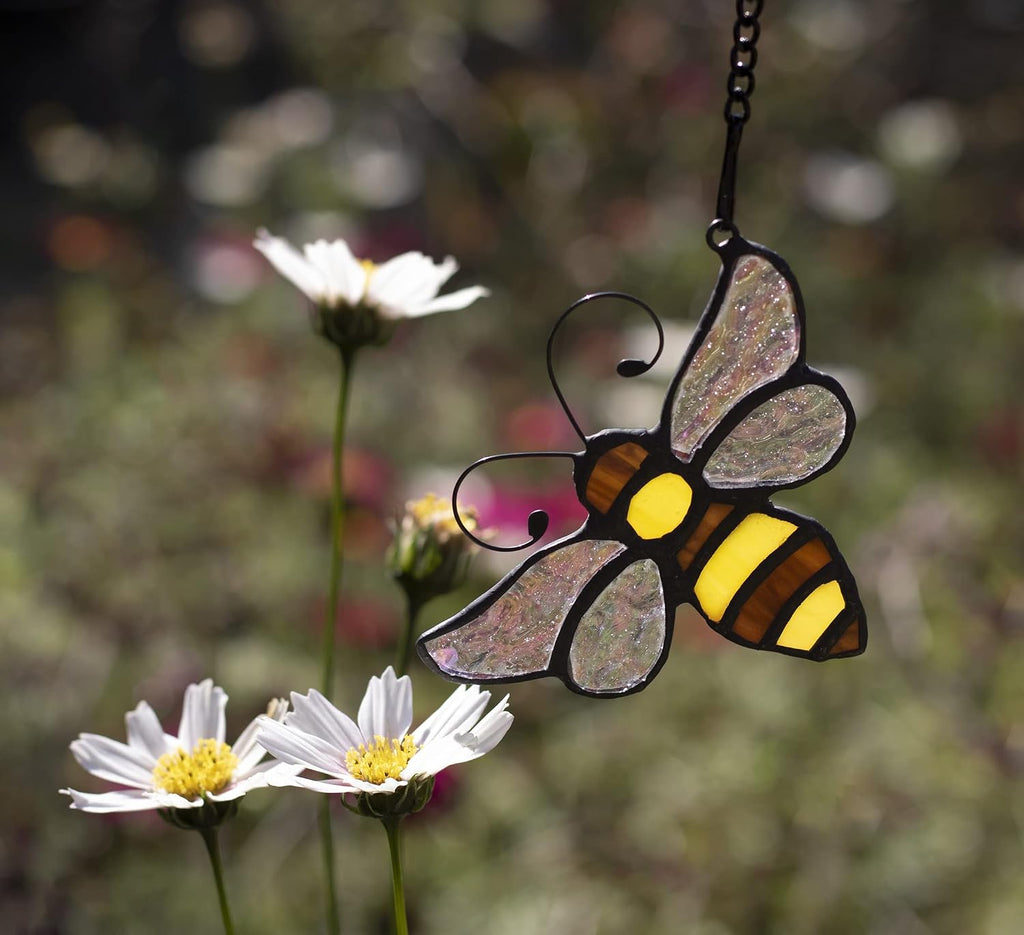Bumble Bee Stained Glass Window Hanging,Honeybee Suncatcher Gifts | Bee Stained Glass Window Hanging,Suncatcher for