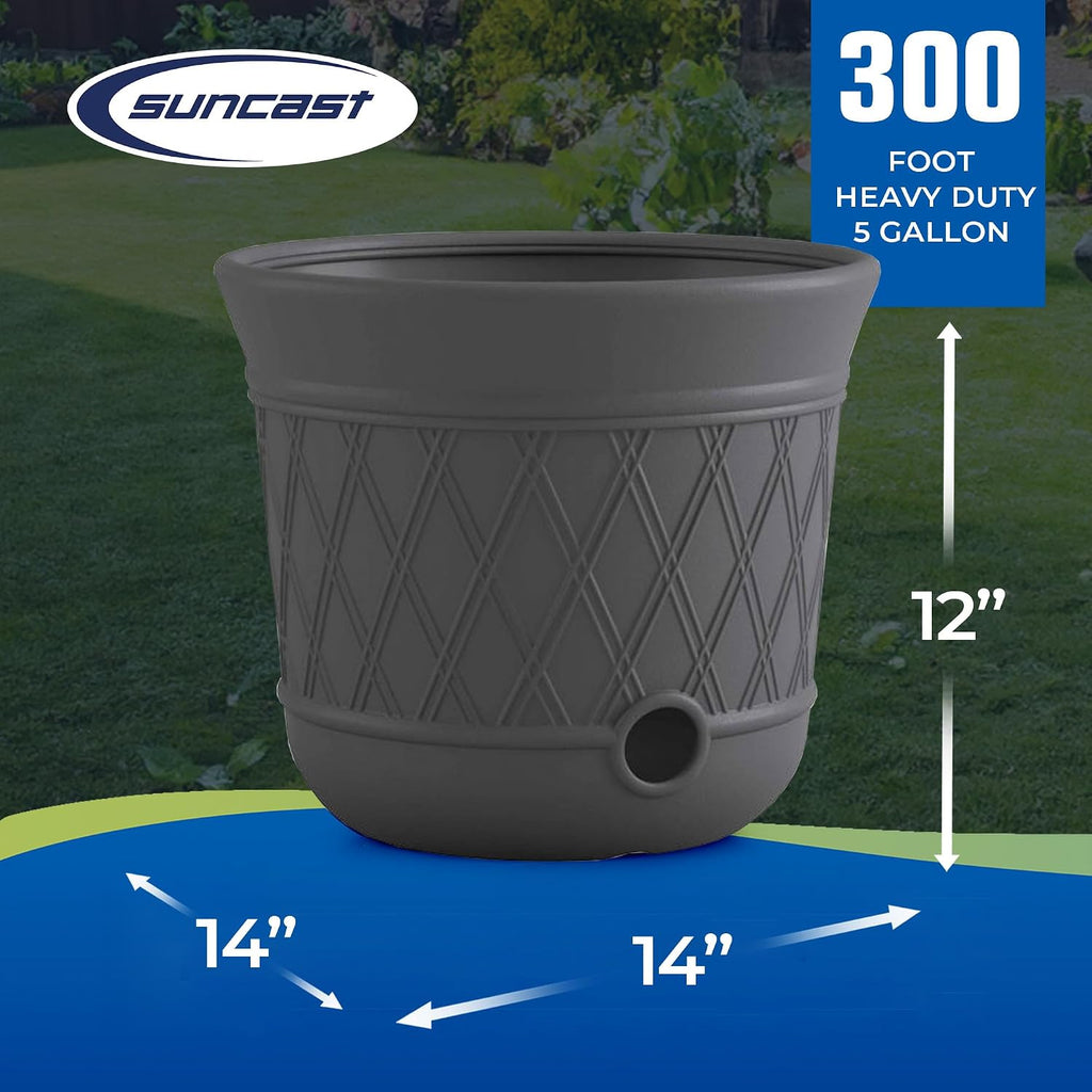 Suncast 2 Pack 14" x 12" Round Resin Decorative Weatherproof Outdoor Hideaway Standard Garden Hose Storage Pot with